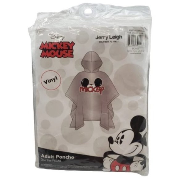 MICKEY MOUSE VINYL PONCHO - Adult One Size Fits All Disney Ears - Picture 2 of 3